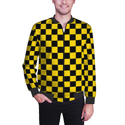 Бомбер мужской Такси Шахматные Клетки, цвет: 3D-черный — фото 2