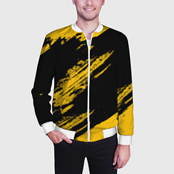 Бомбер мужской BLACK AND YELLOW GRUNGE ГРАНЖ, цвет: 3D-белый — фото 2