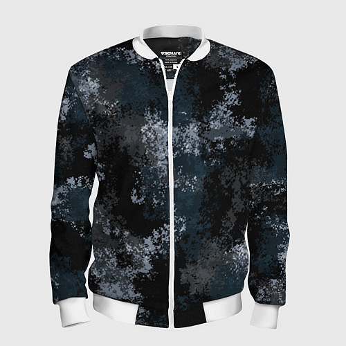 Мужской бомбер Камуфляж ночной Ниндзя / 3D-Белый – фото 1