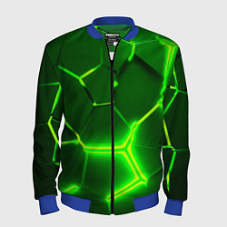 Бомбер мужской 3D ПЛИТЫ НЕОН NEON GREEN HEXAGON РАЗЛОМ, цвет: 3D-синий