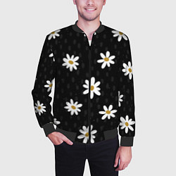 Бомбер мужской Daisies Ромашки, цвет: 3D-черный — фото 2