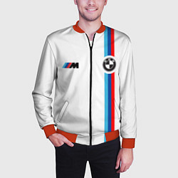 Бомбер мужской БМВ 3 STRIPE BMW WHITE, цвет: 3D-красный — фото 2