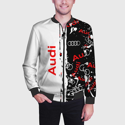 Мужской бомбер АУДИ Autosport Паттерн / 3D-Черный – фото 3