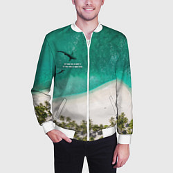 Бомбер мужской He shark will be happy if the whole world is under, цвет: 3D-белый — фото 2