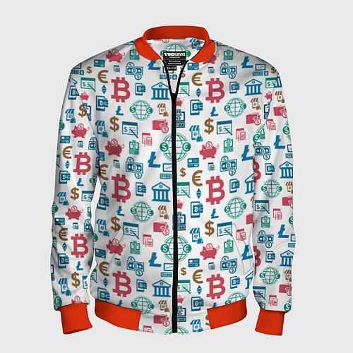 Мужской бомбер Виртуальная Валюта Currency / 3D-Красный – фото 1