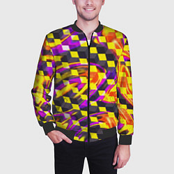 Бомбер мужской Черно-желтые кубы, цвет: 3D-черный — фото 2