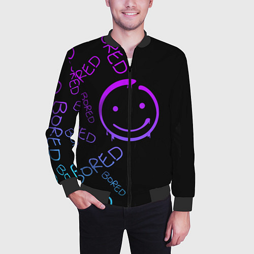 Мужской бомбер Neon Bored Half pattern / 3D-Черный – фото 3