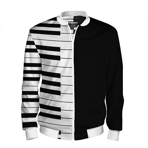 Мужской бомбер Черно-Белое Пианино Piano / 3D-Белый – фото 1