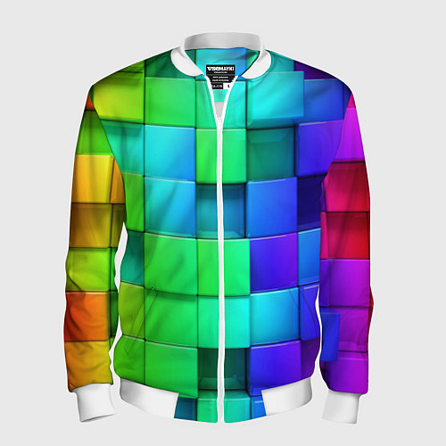 Мужской бомбер Color geometrics pattern Vanguard / 3D-Белый – фото 1