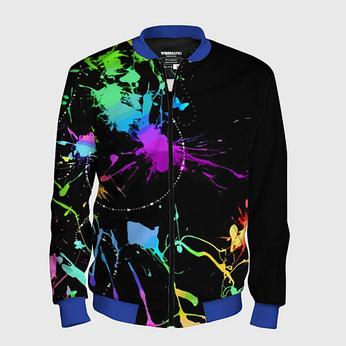 Мужской бомбер Neon vanguard fashion pattern / 3D-Синий – фото 1