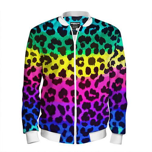 Мужской бомбер Leopard Pattern Neon / 3D-Белый – фото 1