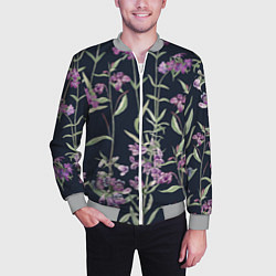 Бомбер мужской Цветы Фиолетовые, цвет: 3D-меланж — фото 2