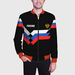 Бомбер мужской РОССИЯ ТРИКОЛОР ЛИНИИ, цвет: 3D-красный — фото 2