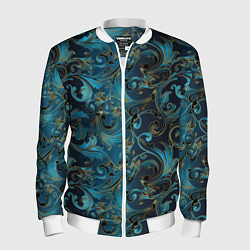 Бомбер мужской Blue Abstract Узоры, цвет: 3D-белый