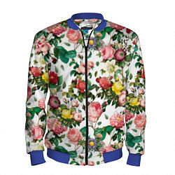 Бомбер мужской Узор из летних роз Summer Roses Pattern, цвет: 3D-синий