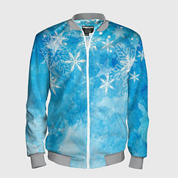 Бомбер мужской Новогодние снежинки, цвет: 3D-меланж