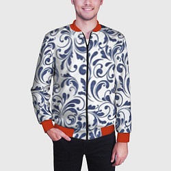 Бомбер мужской Гжелевый рисунок, цвет: 3D-красный — фото 2