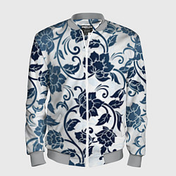 Мужской бомбер Гжелевые цветы