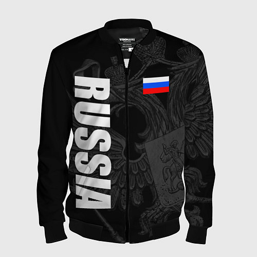 Мужской бомбер RUSSIA - BLACK EDITION / 3D-Черный – фото 1