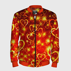 Бомбер мужской СВЕТЯЩИЕСЯ СЕРДЕЧКИ, цвет: 3D-красный