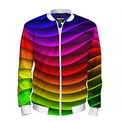 Бомбер мужской Color line neon pattern Abstraction Summer 2023, цвет: 3D-белый