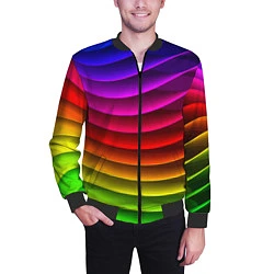 Бомбер мужской Color line neon pattern Abstraction Summer 2023, цвет: 3D-черный — фото 2