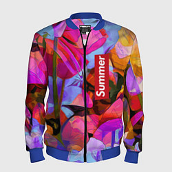 Бомбер мужской Красочный летний цветочный паттерн Summer color pa, цвет: 3D-синий