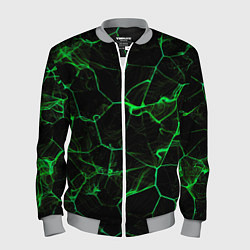 Мужской бомбер Абстракция - Черно-зеленый фон - дым