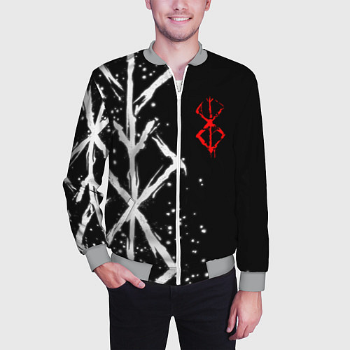 Мужской бомбер БЕРСЕРК - КЛЕЙМО ЖЕРТВЫ / 3D-Меланж – фото 3