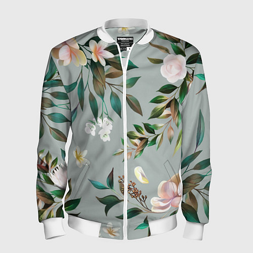 Мужской бомбер Цветы Цветочный Букет / 3D-Белый – фото 1