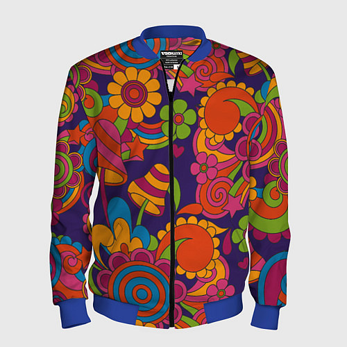 Мужской бомбер Психоделический сюжет / 3D-Синий – фото 1