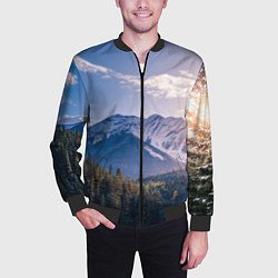 Бомбер мужской Горы Лес Солнце, цвет: 3D-черный — фото 2