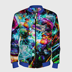 Бомбер мужской Красочный космос, цвет: 3D-синий