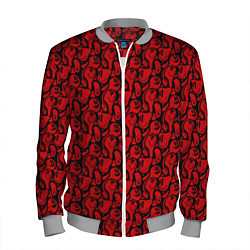Бомбер мужской Красные психоделический смайлы, цвет: 3D-меланж