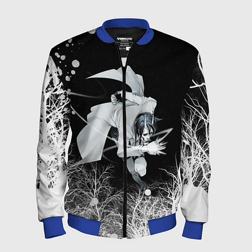 Мужской бомбер Белый Неон над лесом White Neon / 3D-Синий – фото 1