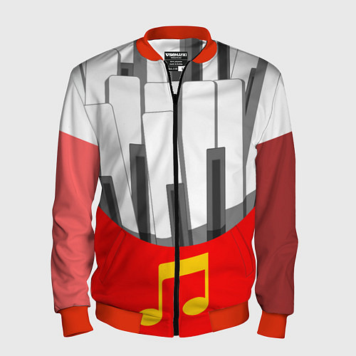 Мужской бомбер Клавиши фортепиано как картошка фри / 3D-Красный – фото 1