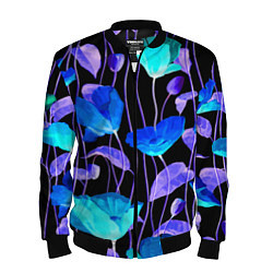 Бомбер мужской Авангардный цветочный паттерн Fashion trend, цвет: 3D-черный