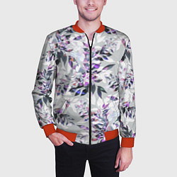 Бомбер мужской Цветы Серый Букет, цвет: 3D-красный — фото 2
