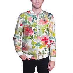 Бомбер мужской Floral pattern Watercolour Summer, цвет: 3D-белый — фото 2