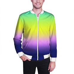 Бомбер мужской Разноцветный размытый фон градиент, цвет: 3D-белый — фото 2