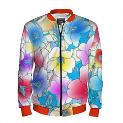 Бомбер мужской Летний цветочный паттерн Fashion trend 2025, цвет: 3D-красный