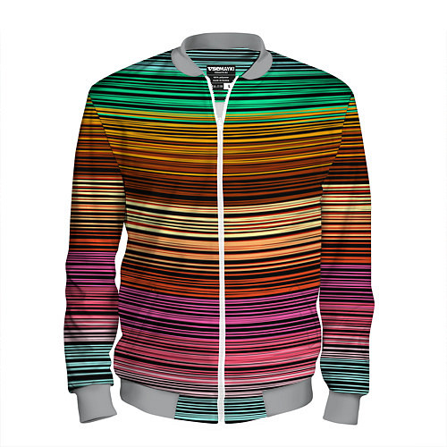 Мужской бомбер Multicolored thin stripes Разноцветные полосы / 3D-Меланж – фото 1