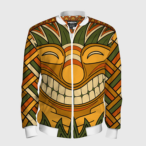 Мужской бомбер Polynesian tiki LUCKY / 3D-Белый – фото 1