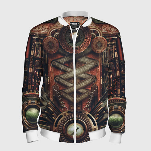 Мужской бомбер Mechanical device in Steampunk Retro style / 3D-Белый – фото 1