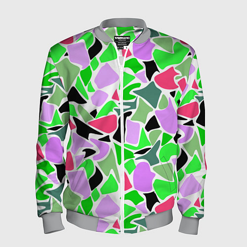 Мужской бомбер Abstract pattern green pink spots / 3D-Меланж – фото 1