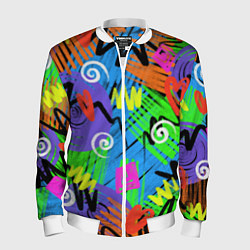 Бомбер мужской Яркий геометрический принт, цвет: 3D-белый