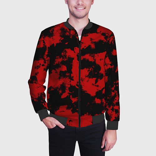 Мужской бомбер Черно-красная абстракция / 3D-Черный – фото 3