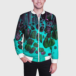 Бомбер мужской Неоновый песок и камни - Голубой, цвет: 3D-белый — фото 2