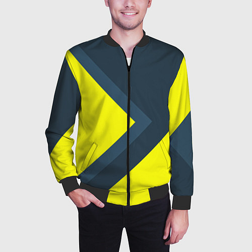 Мужской бомбер Геометрическая Стрелка / 3D-Черный – фото 3