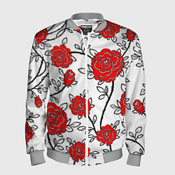 Бомбер мужской BEAUTIFUL RED ROSES, цвет: 3D-меланж